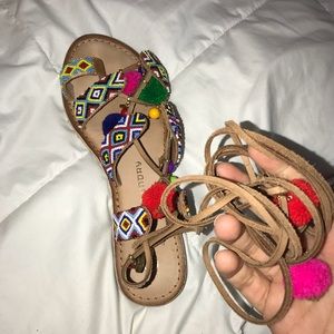 Beaded lace up sandals